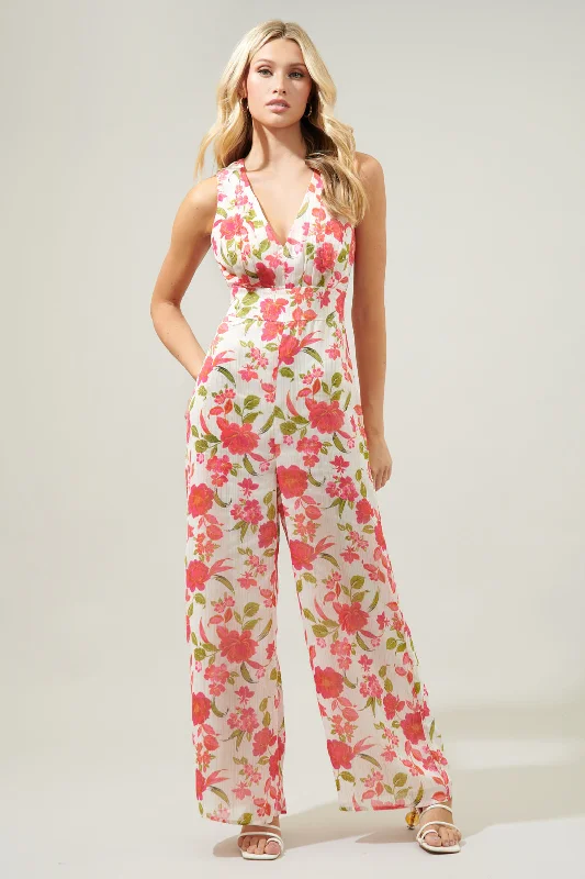 women's jumpsuits for fallBelle Anse Floral Cait V Neck Jumpsuit