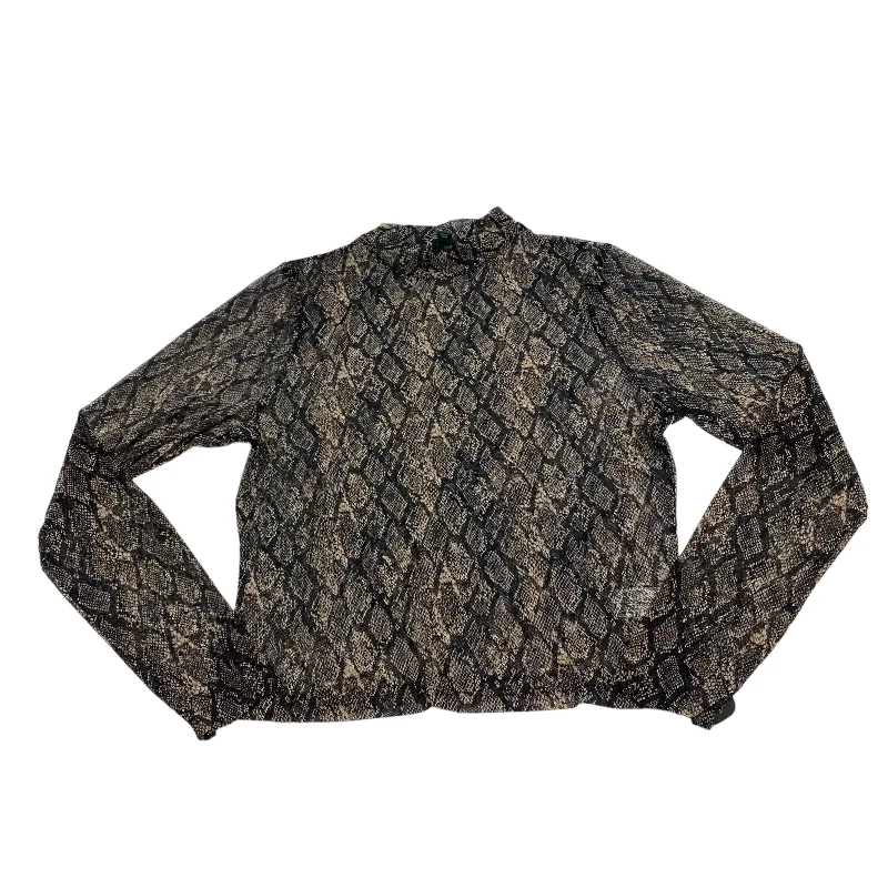 women's long sleeve tops with peplum hemsTop Long Sleeve By Wild Fable In Snakeskin Print, Size: L