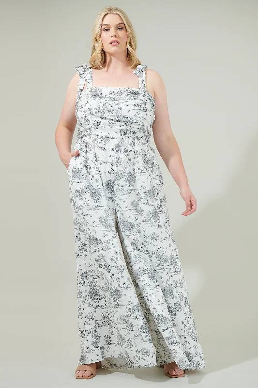 women's boho jumpsuitsRenzo Toile Strap Tie Jumpsuit Curve