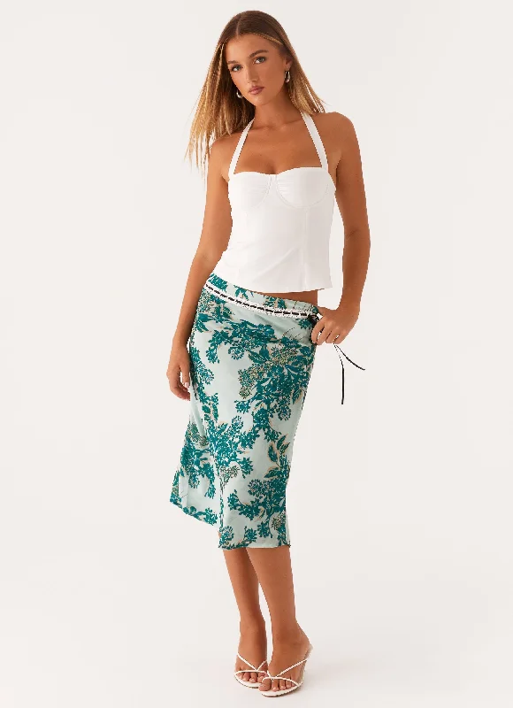 women's stretch skirtsPeony Quartz Midi Skirt - Cloud Nine Floral