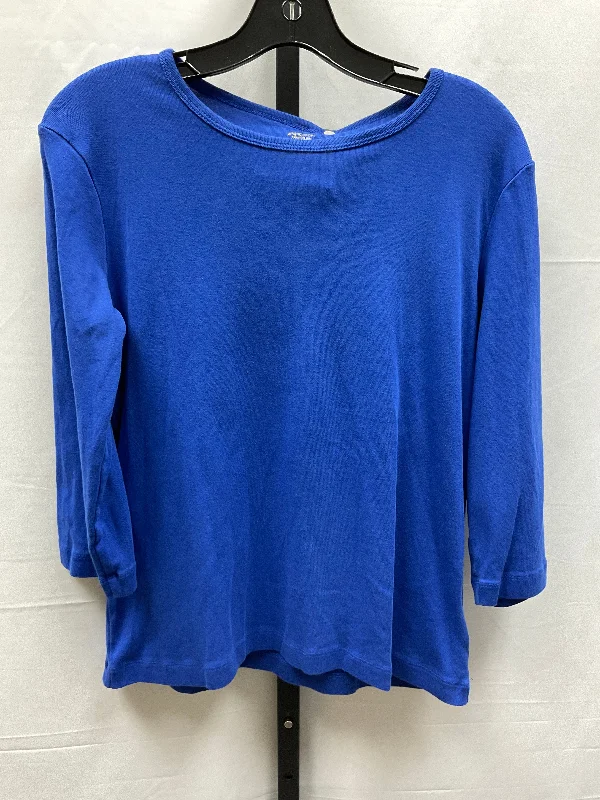 women's long sleeve tops with fitted designsTop Long Sleeve Basic By Anne Klein In Blue, Size: Xl