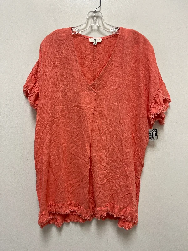 women's T-shirts with lace trimOrange Tunic Short Sleeve Umgee, Size S