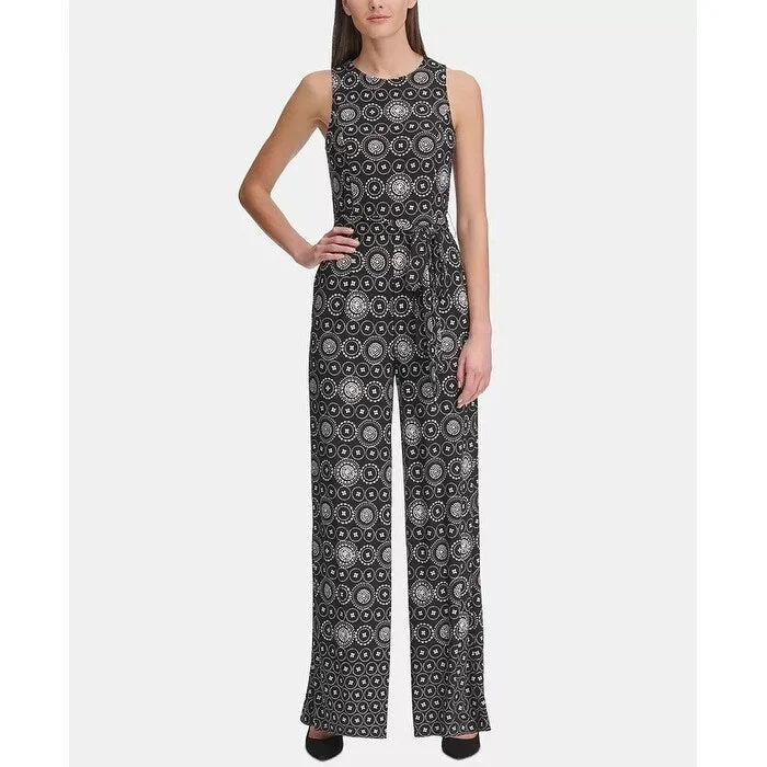 women's jumpsuits for ethical manufacturingTommy Hilfiger Women's Printed Jersey Jumpsuit Grey Size 14