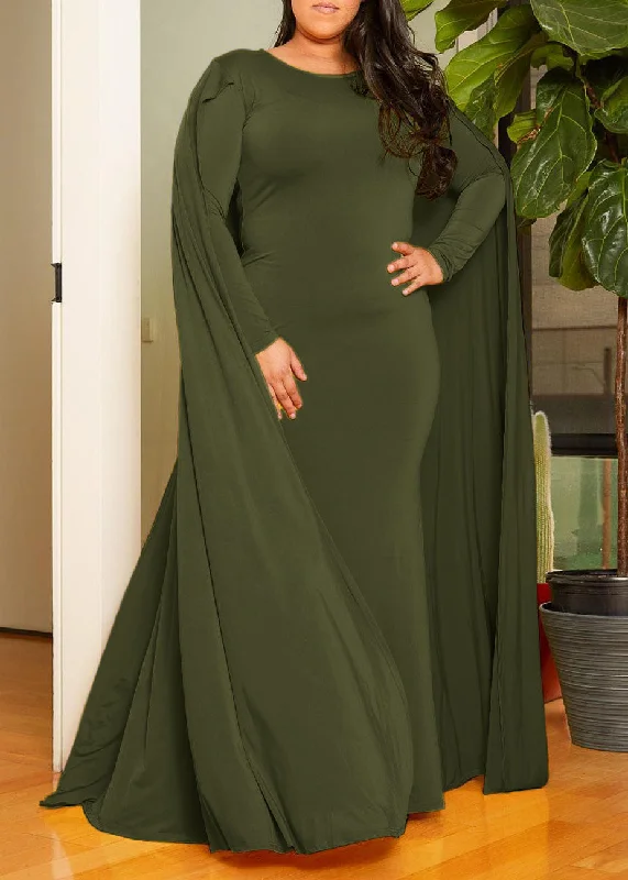 women's work dressesHi Curvy Plus Size Caped Evening Gown