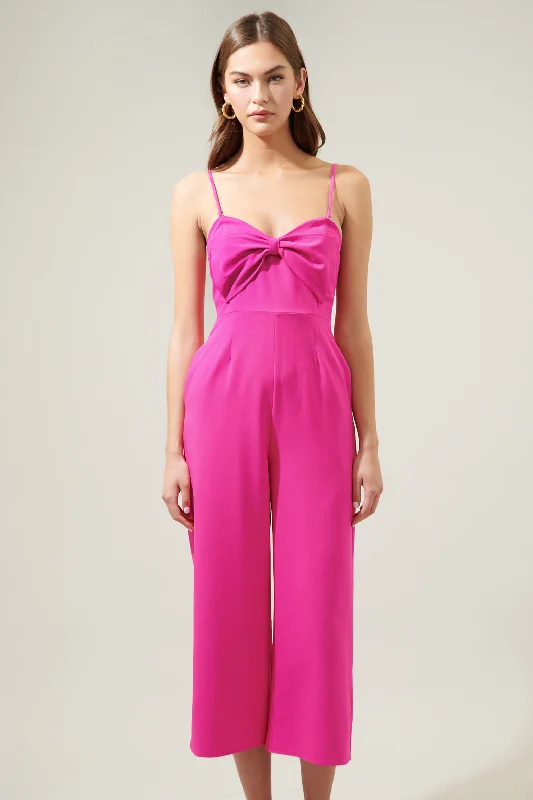 women's jumpsuits for plus-size figuresCaruso Bow Tie Cropped Jumpsuit