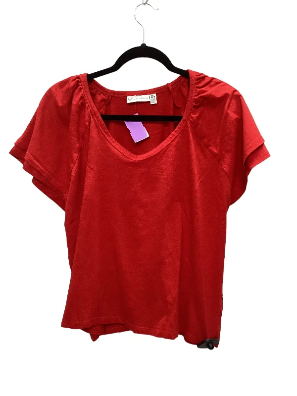 women's T-shirts with faded effectsRed Top Short Sleeve Rafaella, Size Xl