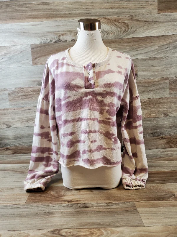 women's long sleeve tops with sheer sleevesTop Long Sleeve By Hippie Rose In Tie Dye Print, Size: S