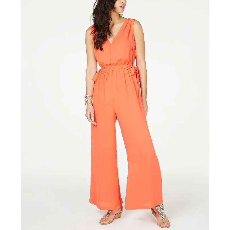 women's jumpsuits with spaghetti strapsThalia Sodi Women's Tie-Waist V-Neck Jumpsuit Orange Size Extra Large - X-Large