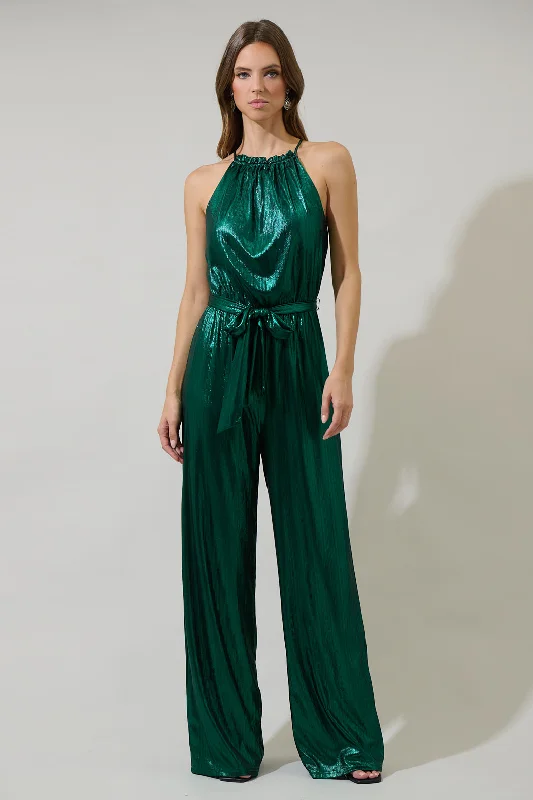 women's jumpsuits for runningAmberly Metallic Lighthearted Trapeze Jumpsuit