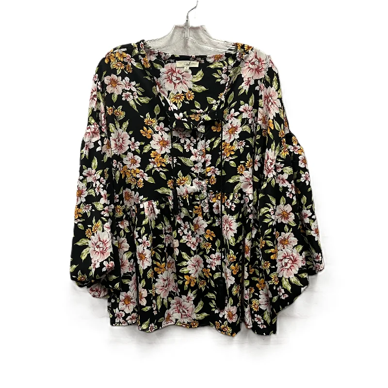 women's long sleeve tops for casual wearTop Long Sleeve By Easel In Floral Print, Size: S