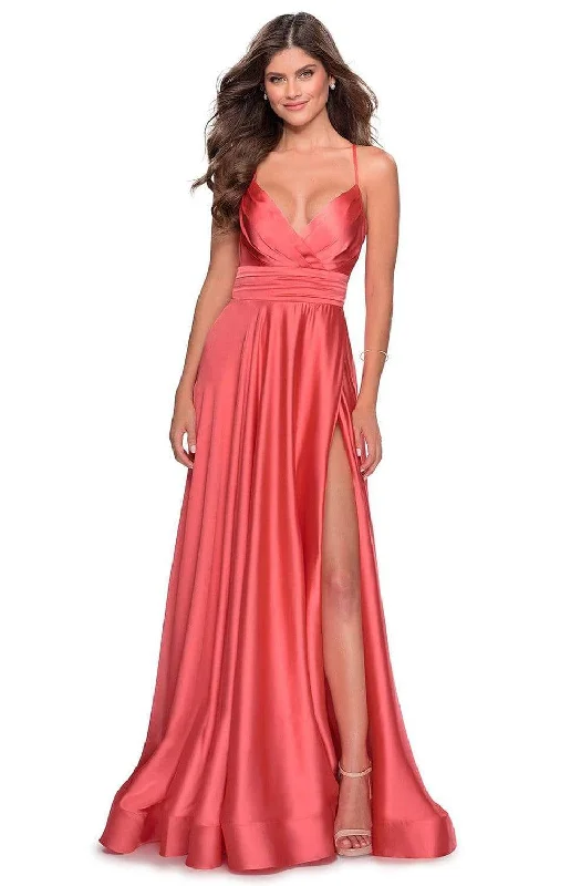 women's unique dressesLa Femme 28571SC - Satin Evening Gown