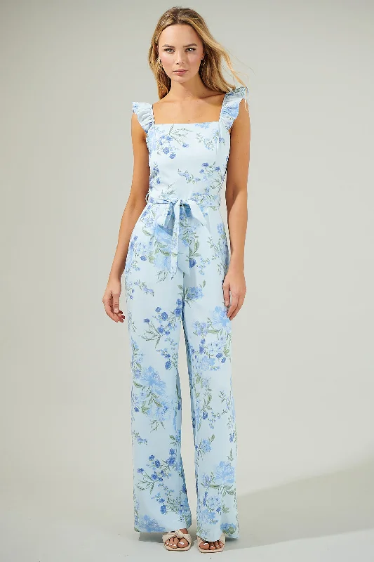 women's vintage jumpsuitsDusty Floss Floral Sleeveless Jumpsuit