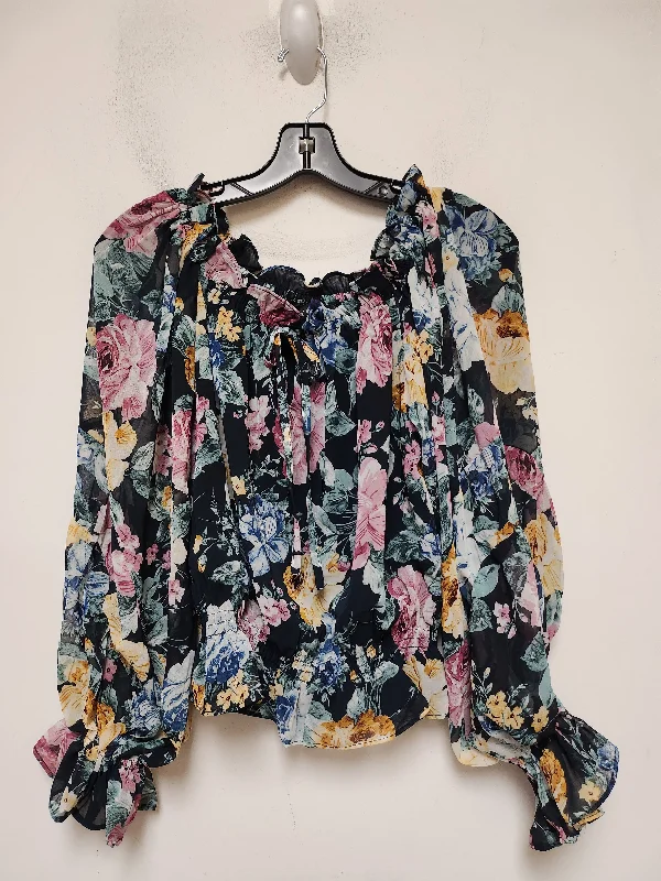 women's long sleeve tops for outdoor activitiesTop Long Sleeve By Vici In Floral Print, Size: M