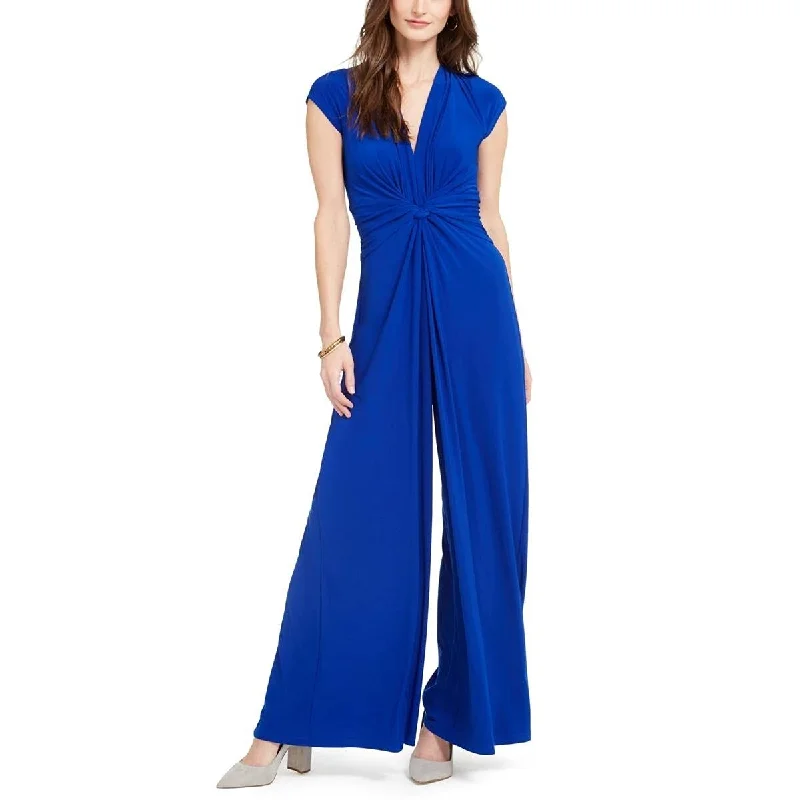 women's jumpsuits for minimalist fashionVince Camuto Women's Twist Front Plunge Jumpsuit Blue Size Large