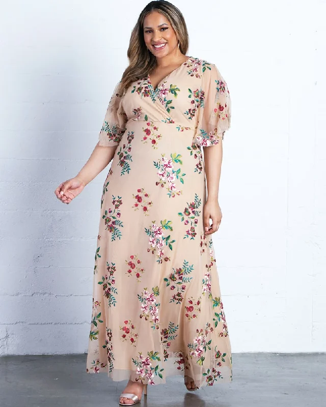 women's floral dressesEmbroidered Elegance Evening Gown - Sale!