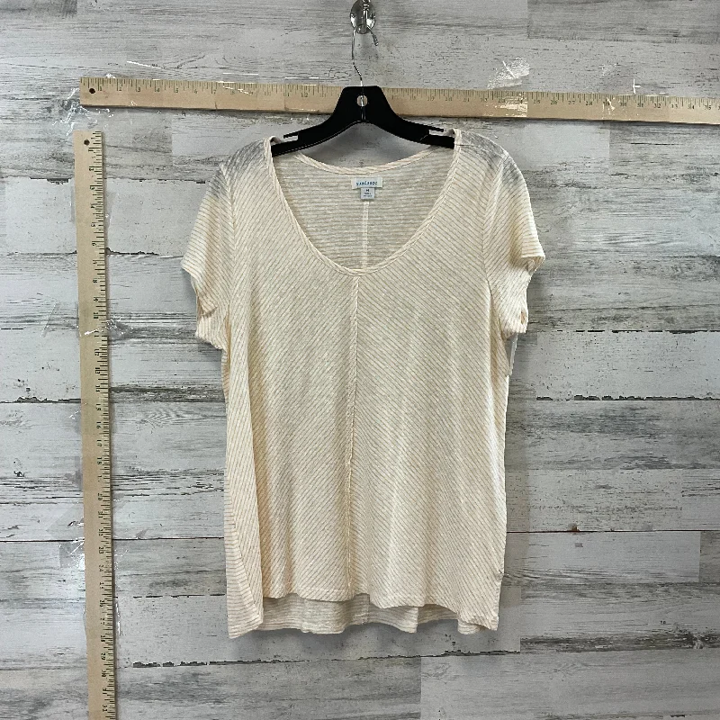 women's T-shirts with ruffle accentsBrown & Cream Top Short Sleeve Sundance, Size M