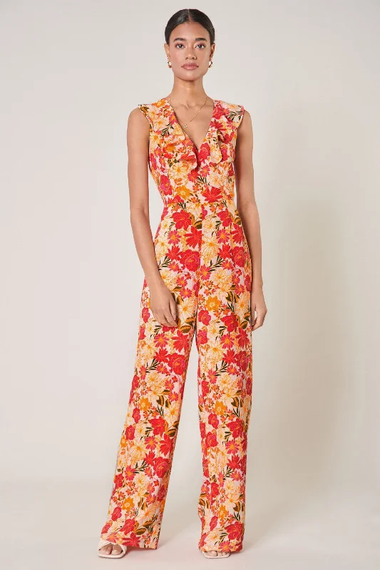 women's jumpsuits for high-performance fabricsDidion Floral Sleeveless Surplice Jumpsuit