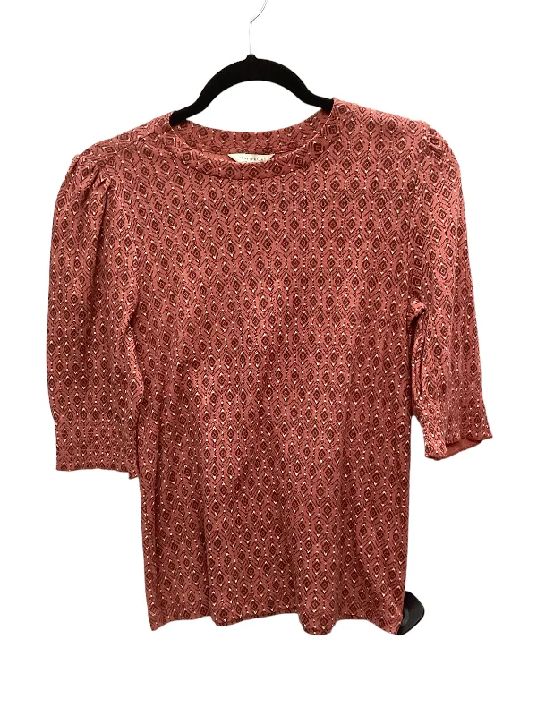 women's T-shirts with button-down frontsRed Top Short Sleeve Lucky Brand, Size S