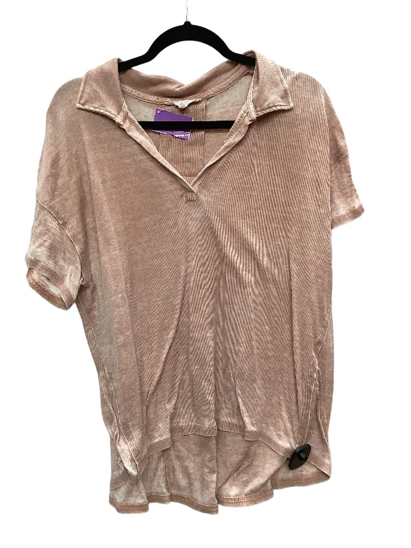 women's T-shirts with zippered closuresOrange Top Short Sleeve Jane And Delancey, Size L