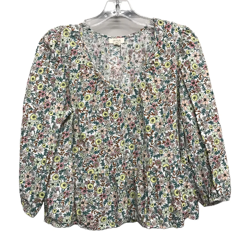 women's long sleeve tops with retro patternsTop Long Sleeve By Ana In Floral Print, Size: L