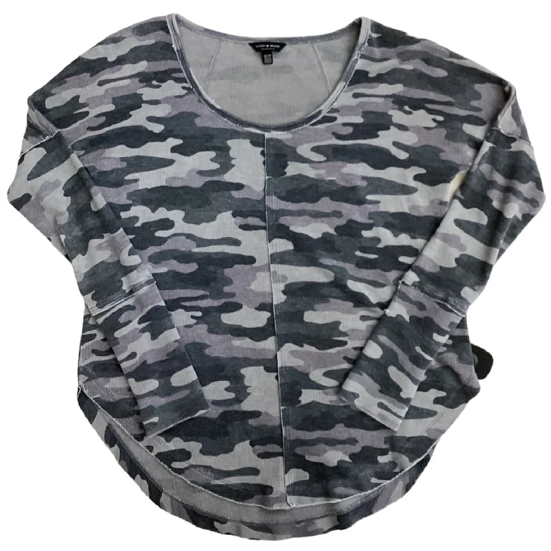 women's long sleeve tops made of woolTop Long Sleeve By Lucky Brand In Camouflage Print, Size: Xs