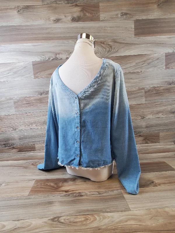 women's long sleeve tops with pocketsTop Long Sleeve Basic By Cloth & Stone In Blue, Size: S