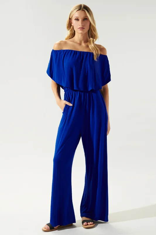 women's jumpsuits for machine-washable fabricsSharpay Jersey Knit Off the Shoulder Jumpsuit