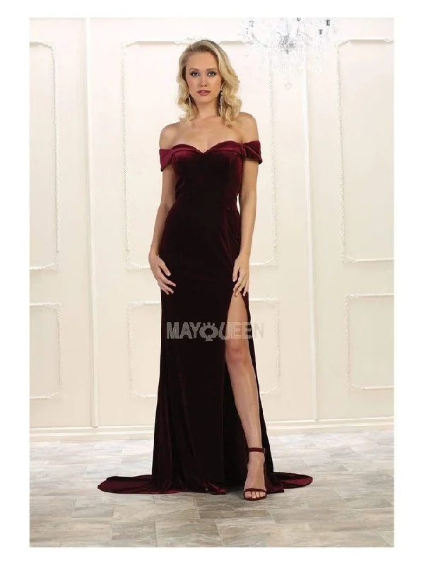 women's prom dressesMay Queen - Off Shoulder Sheath Evening Dress RQ7533