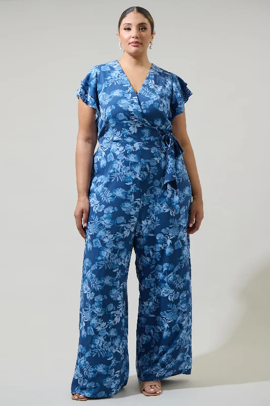 women's jumpsuits for sustainable fashionBary Floral Tiley Wide Leg Jumpsuit Curve