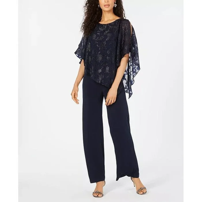 women's jumpsuits for effortless eleganceConnected Women's Asymmetrical Overlay Jumpsuit Navy Size 6