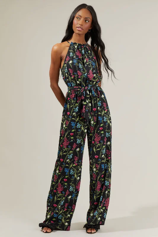 women's jumpsuits with striped patternsMadeline Groover Floral Lighthearted Trapeze Jumpsuit