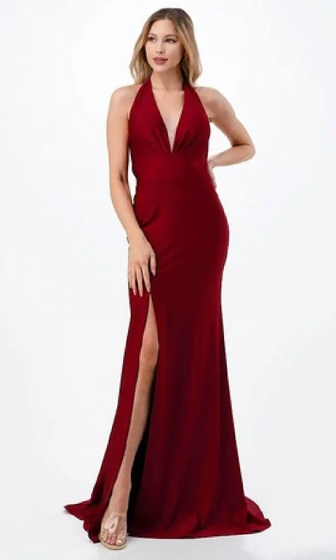 women's bell-sleeved dressesAspeed Design D566 - High Slit Evening Gown