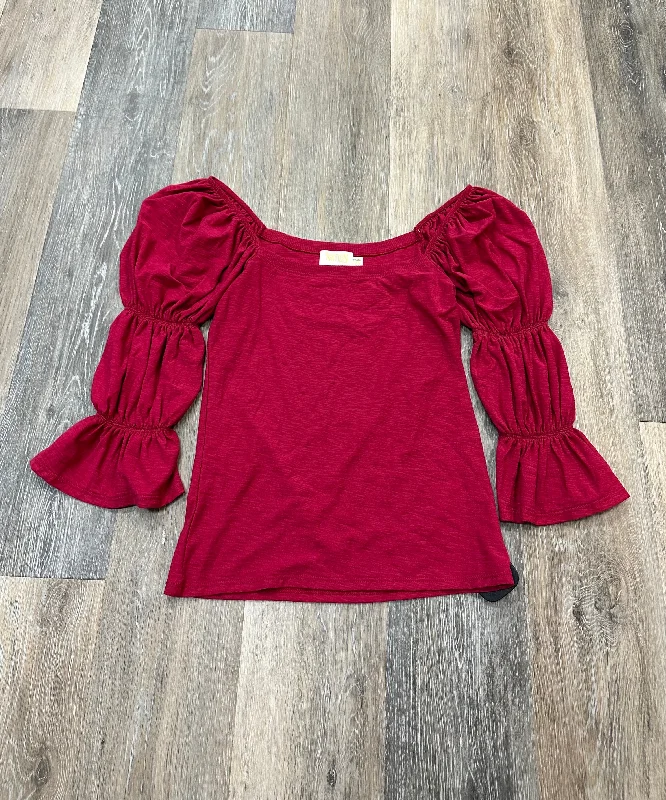 women's long sleeve tops with keyhole backsTop Long Sleeve By Nation Ltd In Red, Size: Xs