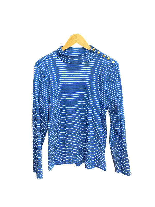 women's long sleeve tops with round necksTop Long Sleeve By J Crew O In Striped, Size: Xxl