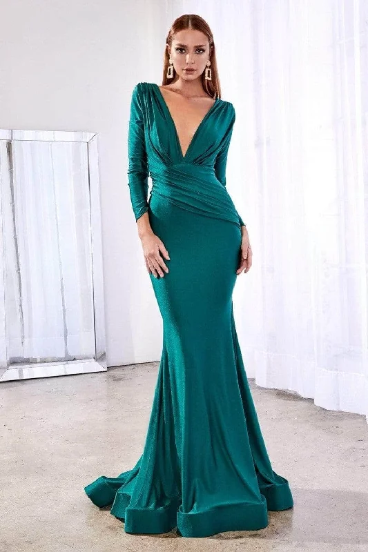 women's spaghetti strap dressesLadivine CD0168 - Draped Evening Dress