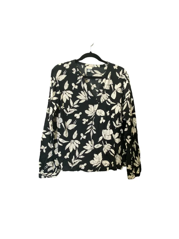 women's long sleeve tops for yoga sessionsTop Long Sleeve By A New Day In Floral Print, Size: L