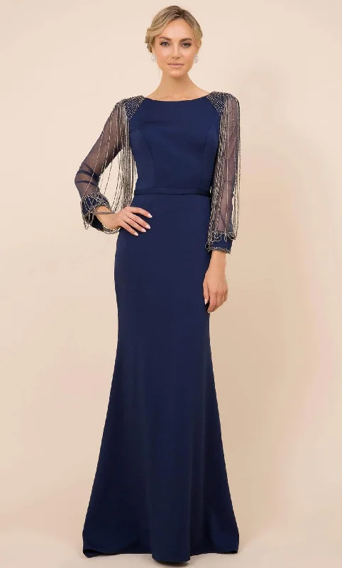 women's high-end dressesNox Anabel Y410 - Modest Formal Fringed Evening Gown