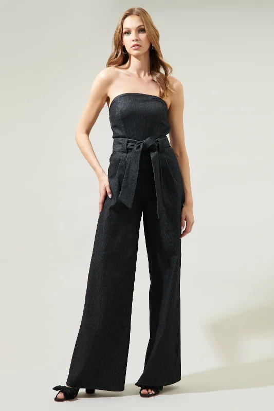 women's loose-fit jumpsuitsMaverick Denim Tube Top Wide Leg Jumpsuit