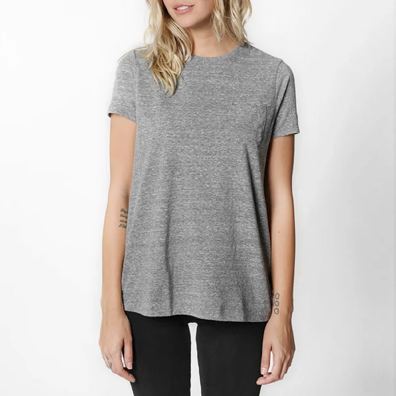 striped women's topsCrew Pocket Tee (Heather Grey)