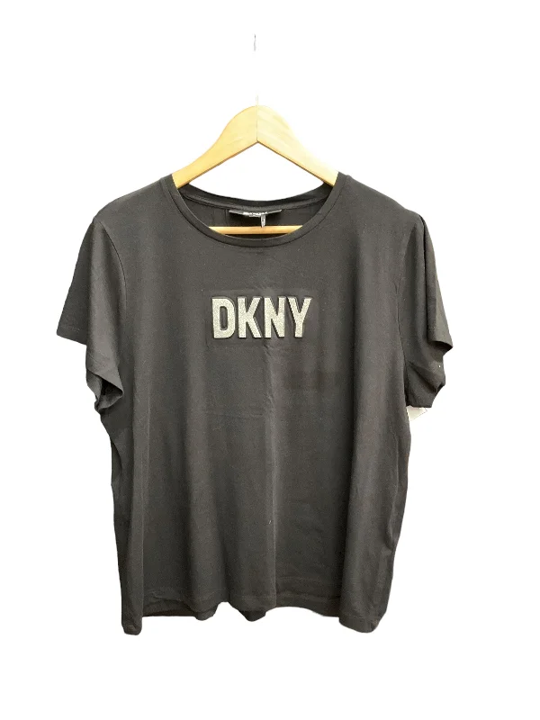 women's T-shirts with moisture-wicking fabricBlack Top Short Sleeve Basic Dkny, Size Xl