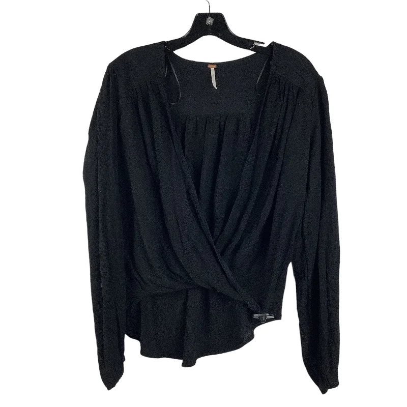 women's long sleeve tops with personalized messagesTop Long Sleeve By Free People In Black, Size: S