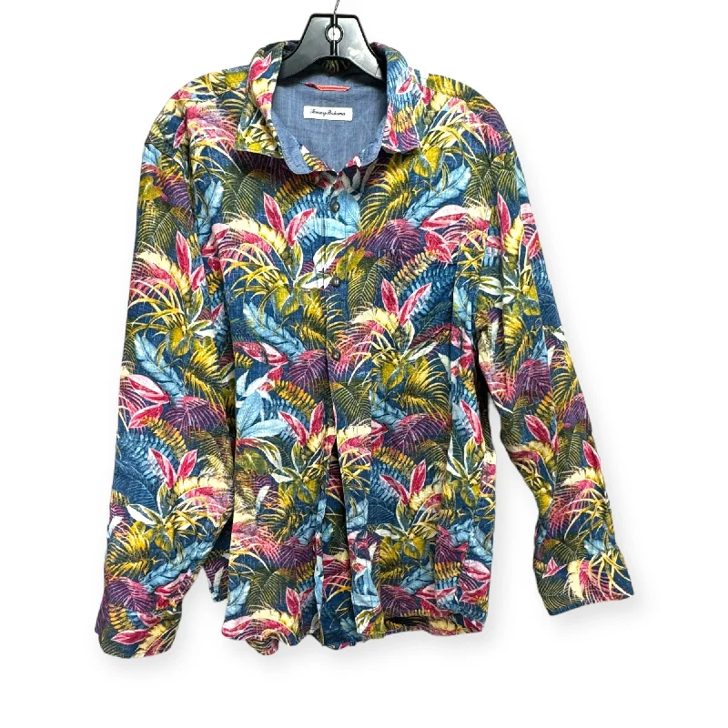 women's long sleeve tops with V-necksTop Long Sleeve By Tommy Bahama In Tropical Print, Size: L