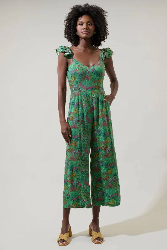 women's jumpsuits for high-performance fabricsRuya Floral Montgomery Flouncy Cropped Jumpsuit