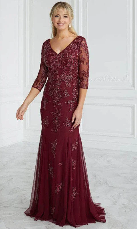 women's stretchy dressesChristina Wu Elegance 17088 - Quarter Sleeved Evening Gown