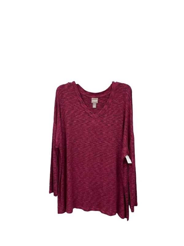 women's long sleeve tops with rufflesTop Long Sleeve By Chicos In Burgundy, Size: Xl