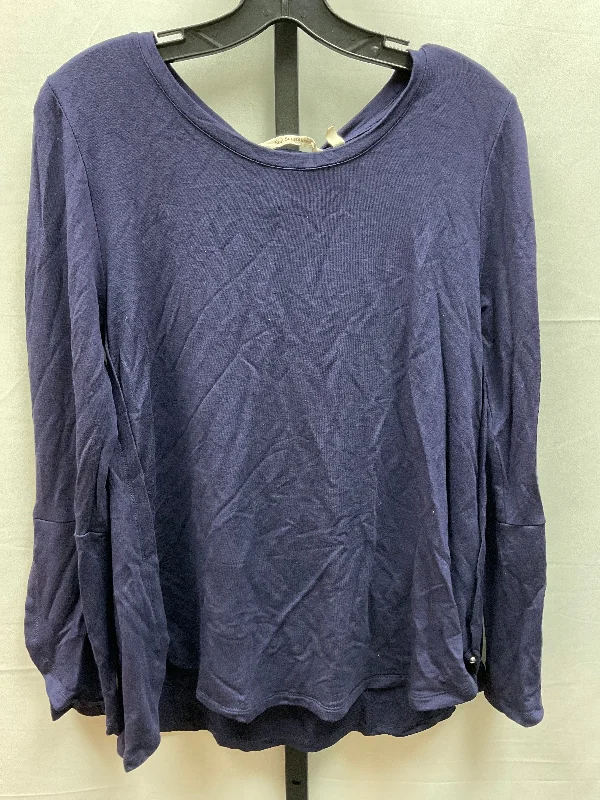 women's long sleeve tops with body-hugging silhouettesTop Long Sleeve By Soft Surroundings In Navy, Size: M