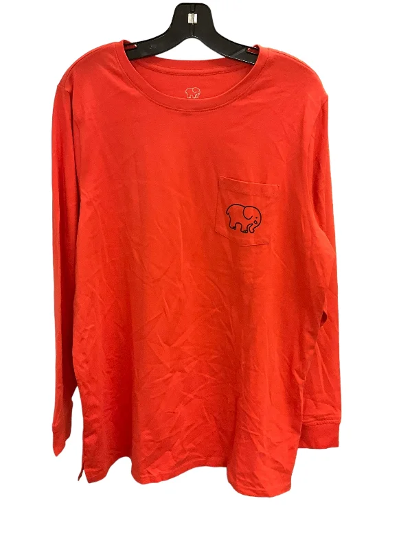 women's long sleeve tops with lace detailsTop Long Sleeve By Ivory Ella In Orange, Size: Xl