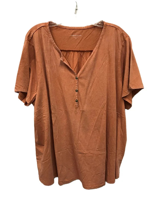 women's T-shirts made of polyesterOrange Top Short Sleeve By Coldwater Creek, Size: 3x