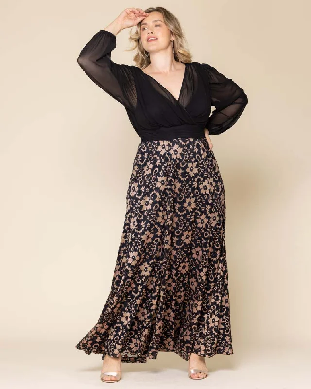 women's long-sleeved dressesMon Tresor Lace Evening Gown - Sale!