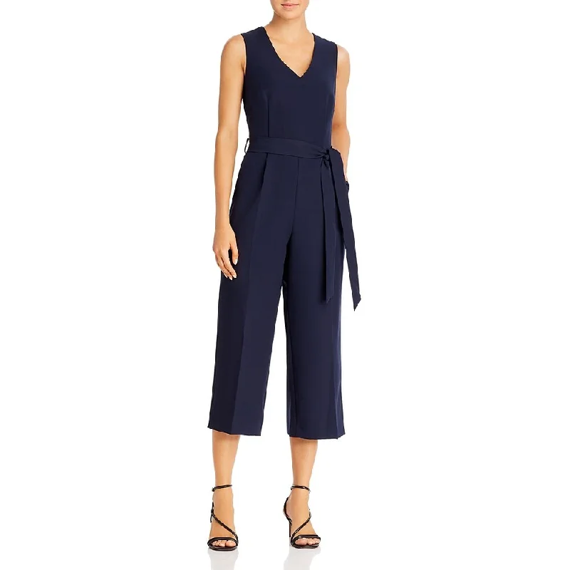 women's jumpsuits for runningVince Camuto Women's Belted Cropped Jumpsuit Dark Blue Size 14